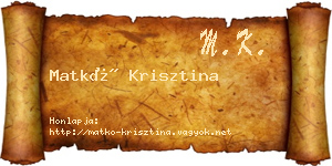 Matkó Krisztina névjegykártya